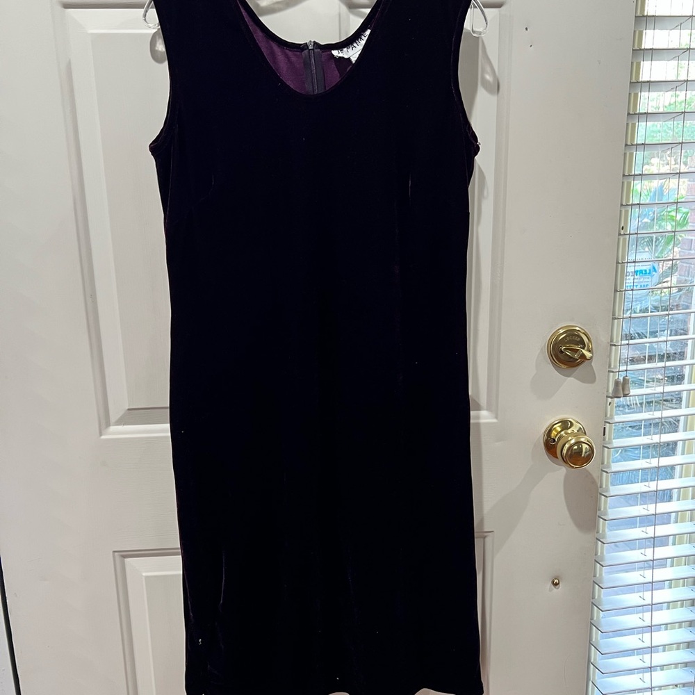 Elegant Deep Purple Velvet Style Midi Dress